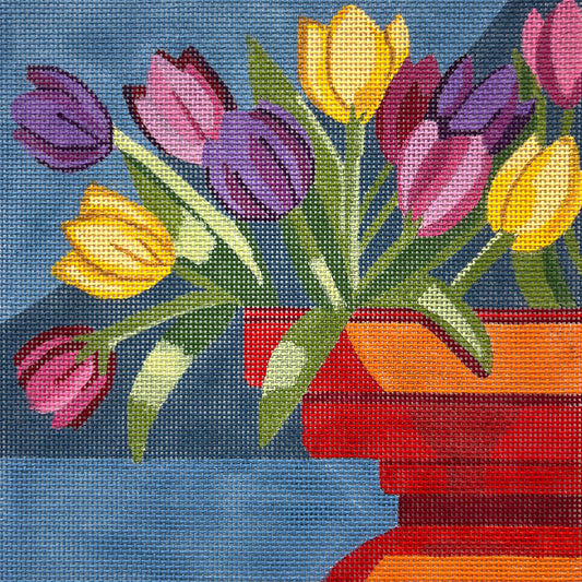 Tulips In Red Vase 4724