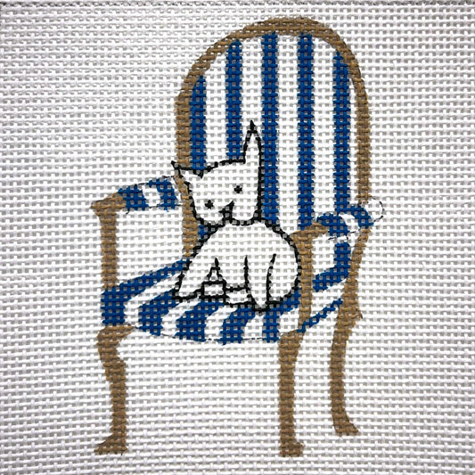 Pup On Stripe Chair 4908