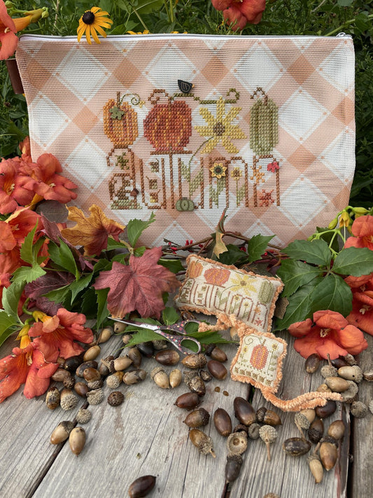 Autumn Mad for Plaid Cross Stitch Chart