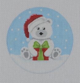 White Santa Bear with Present  BB12