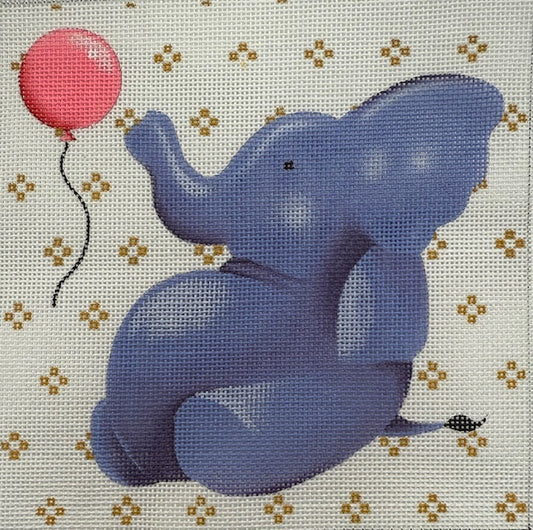 Baby elephant with a pink balloon