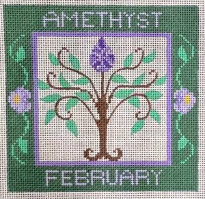 February Birthstone Floral Square CH-1028