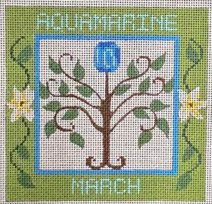 March Birthstone Floral Square CH-1029