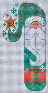 Gold and Teal Santa Candy Cane CH-103