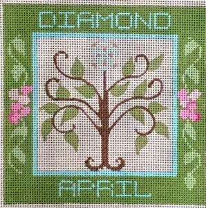 April Birthstone Floral Square CH-1030