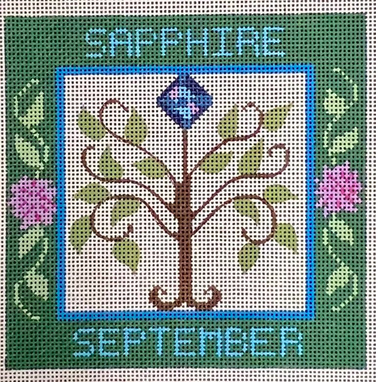 September Birthstone Floral Square  CH-1035