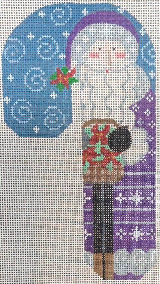 Father Christmas Candy Cane- Purple holding Poinsettias CH-1396