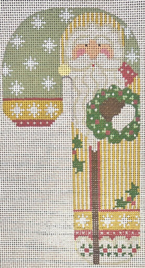 Father Christmas Candy Cane- Yellow holding Wreath CH-1398