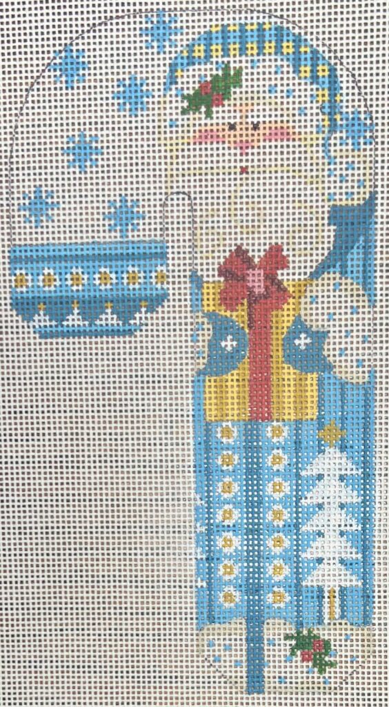 Father Christmas Candy Cane- Blue holding Present CH-1400