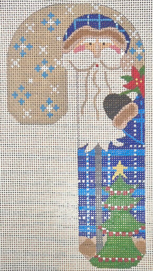 Father Christmas Candy Cane- Blue with Tree CH-1403