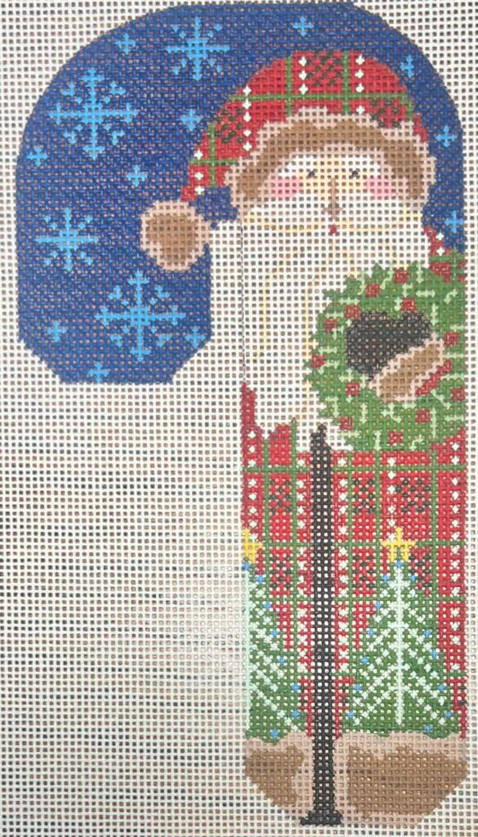 Father Christmas Candy Cane- Red holding Wreath CH-1404