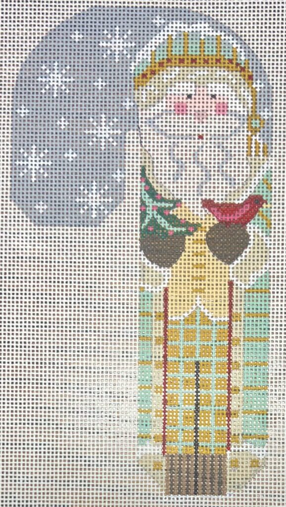 Father Christmas Candy Cane- Mint holding Tree and Cardinal CH-1405