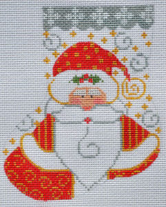 Santa with Holly Mini Stocking CH-194