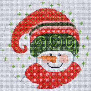 Green and Pink Snowman Ornament CH-330