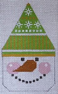 Snowman Face - Peach/Green with Snowflakes Hat CH-506