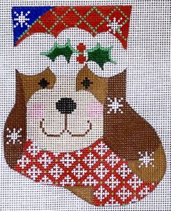 Tan Dog with Holly Mini Stocking CH-707