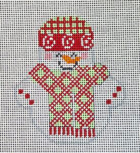 Snowman with Green and Red Diamonds Scarf CH-718
