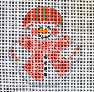 Snowman with Pink Flowered Scarf CH-719