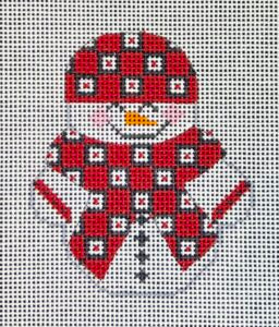 Snowman with Red and Black Squares Scarf CH-722