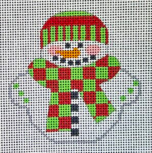 Snowman with Red and Green Checked Scarf CH-724