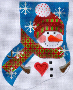 Maroon Snowman Mini Stocking CH-94