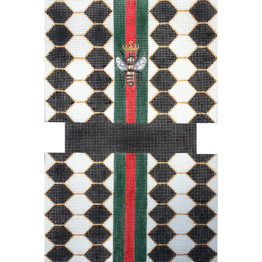 Black And White Hexagon With Bee Clutch CL106