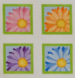 Crazy Daisy Coasters (4 canvases)  CS02