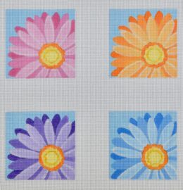 Crazy Daisy Coasters (4 canvases)  CS02-B