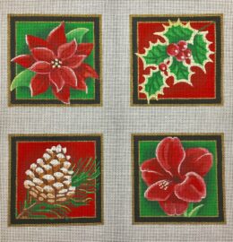 Christmas Floral Coasters (4 canvases)  CS05
