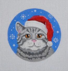 Grey Tabby Cat Santa  CT02