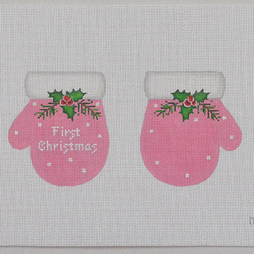 1st Christmas Mittens Pink