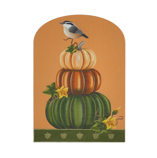 Pumpkin Topiary with Nuthatch  TOP04