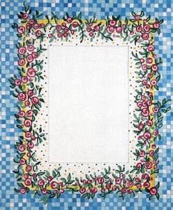 Miniature Roses/Blue Check Frame F-107a