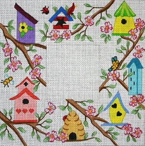 Bird Houses w/Dogwood Frame F-116