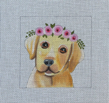 Yellow Lab with Floral Crown  IN090