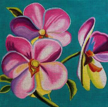 Pink Flowers On Turquoise  FF339