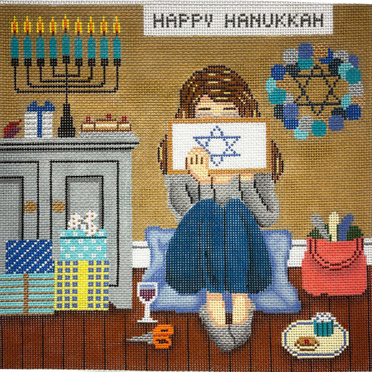 Hanukkah Stitching Girl GEP347B