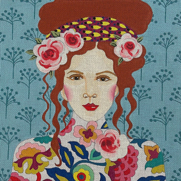 Lady with Light Blue Bkgd  PE236