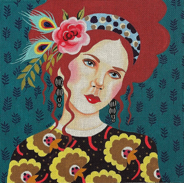 Lady with Turquoise Bkgd  PE238