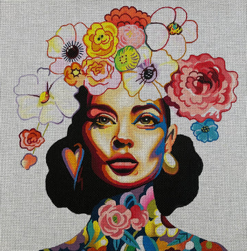 Large Queen with Floral Crown Canvas  PE300