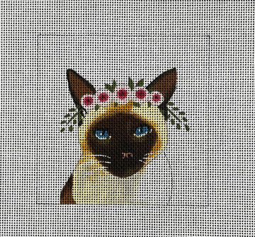 Simese Cat with Floral Crown  IN069
