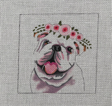 Bulldog with Floral Crown  IN093