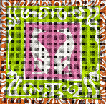 Art Nouveau White Whippets  MC430