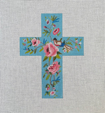 Floral with Bird Cross  IF271