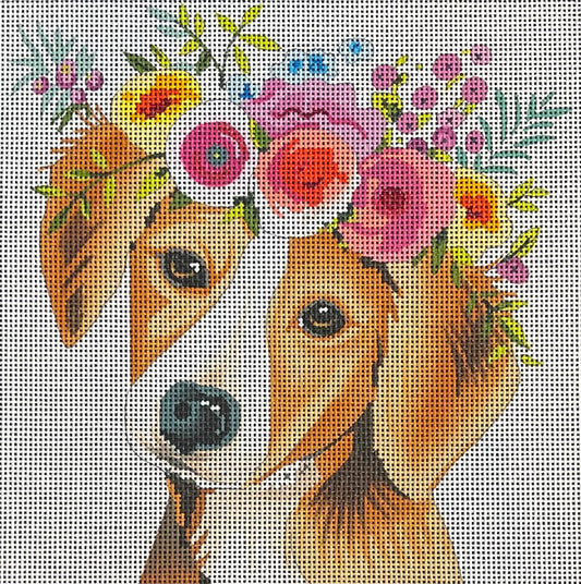 Dog with Flowers  AN406