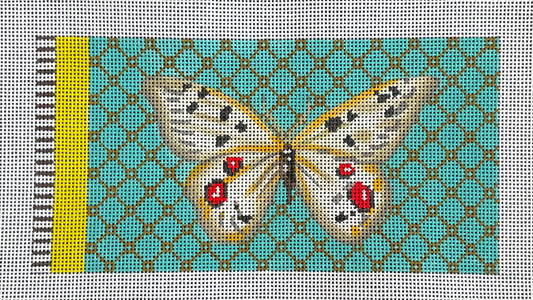 Butterfly White On Turq-Eyeglass Case  EY122