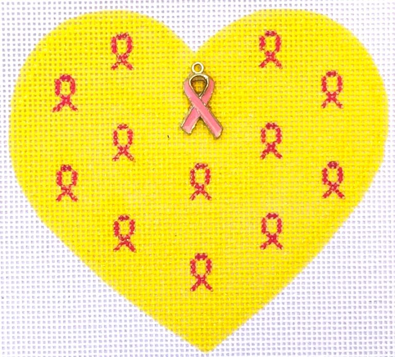 Pink Ribbon Heart Yellow HB-708
