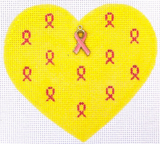 Pink Ribbon Heart Yellow HB-708