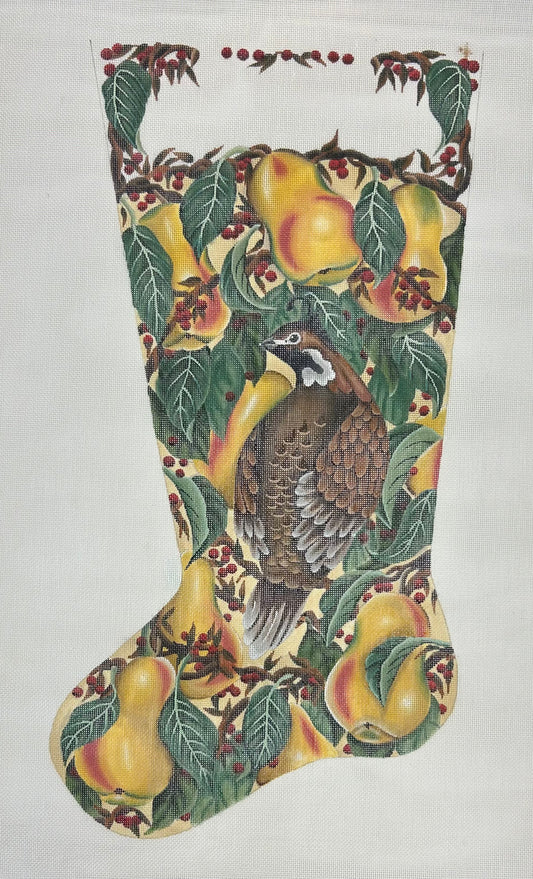 Quail and Pears Stocking 278a