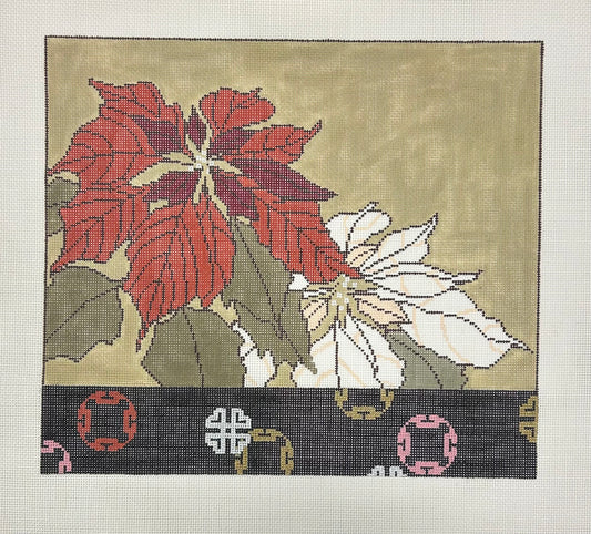 Poinsettia with Asian Border UNKPOIN